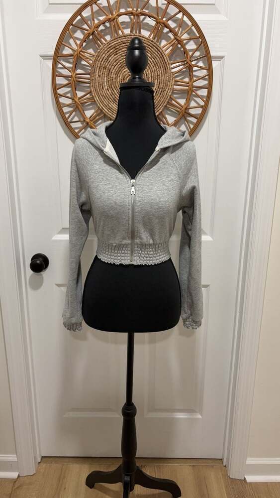 Out From Under Gray Cropped Zip-Up Hoodie